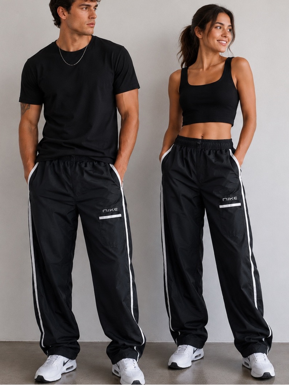 Vintage Nike Nylon Black Unisex Track Pants